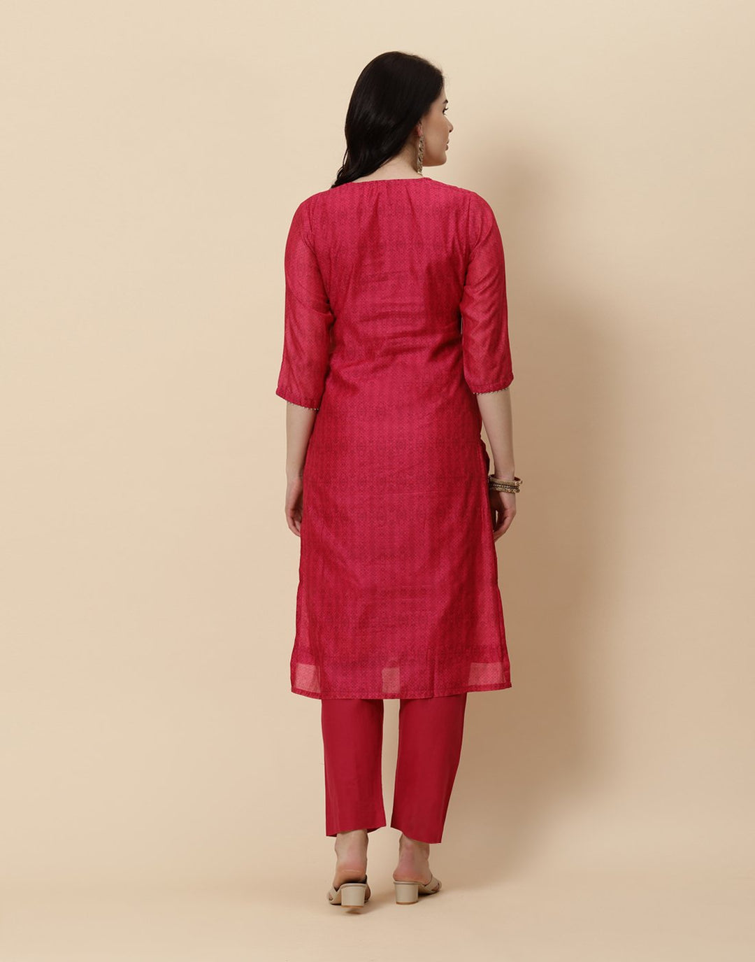 Embroidered Chanderi Kurti With Pant