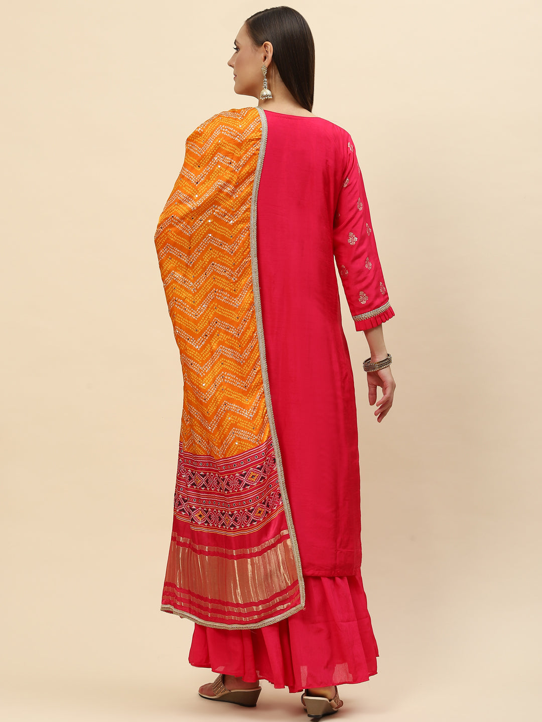 Zari Booti Handloom Kurta With Garara &amp; Dupatta
