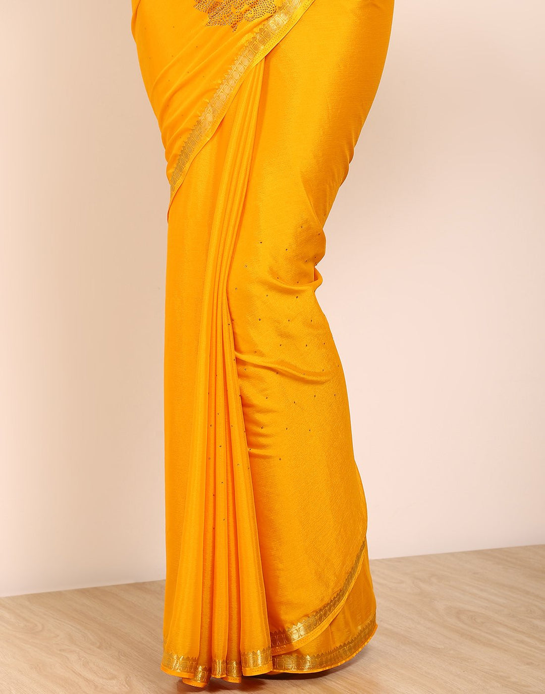 Yellow Art Crepe Saree