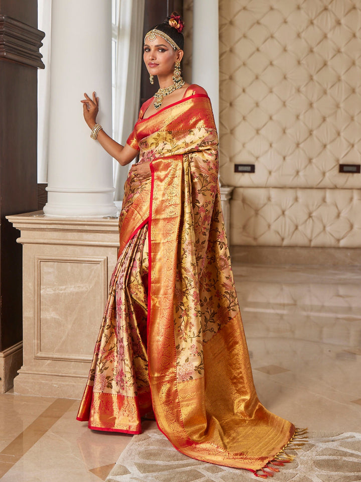 Brocade Zari Jaal Handloom Woven Saree