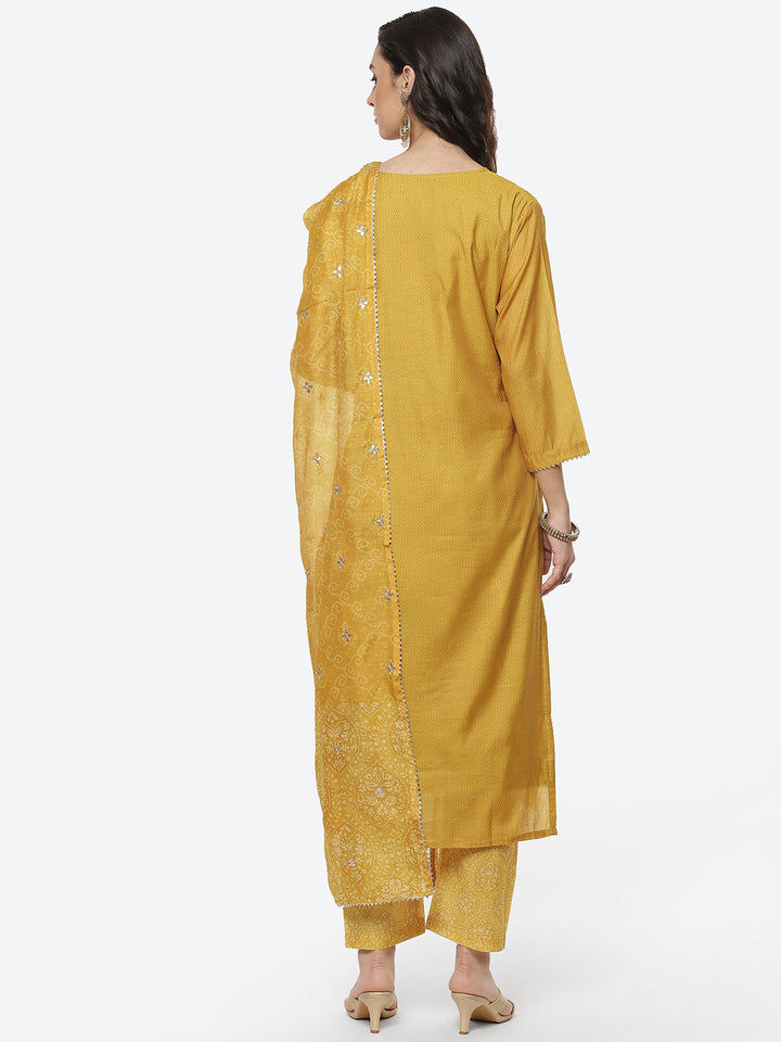 Printed Cotton Kurti With Pant And Dupatta