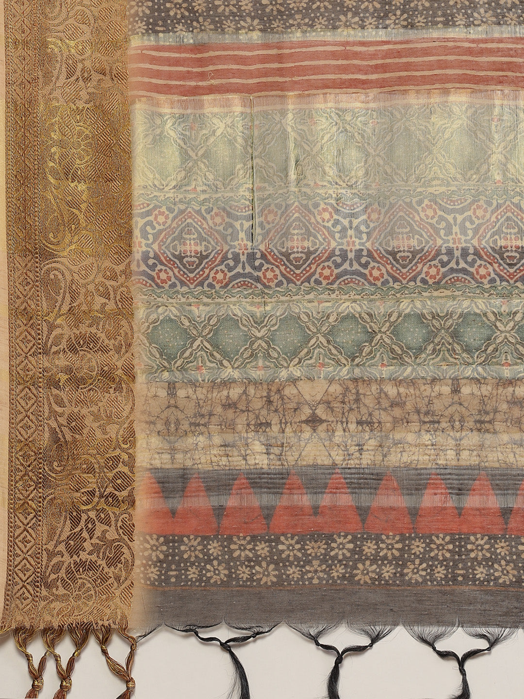 Resham Embroidered Printed Cotton Saree
