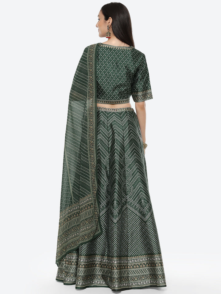 Digital Printed Tussar Lehenga With Choli And Printed Georgette Dupatta