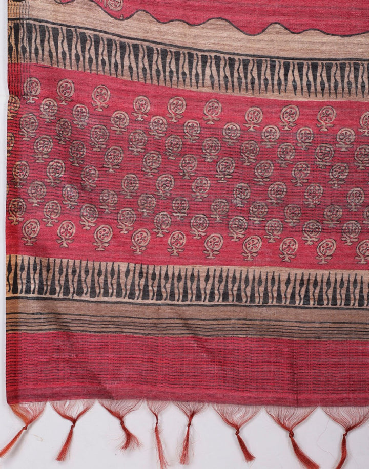Printed Chanderi Suit Piece With Art Silk Dupatta