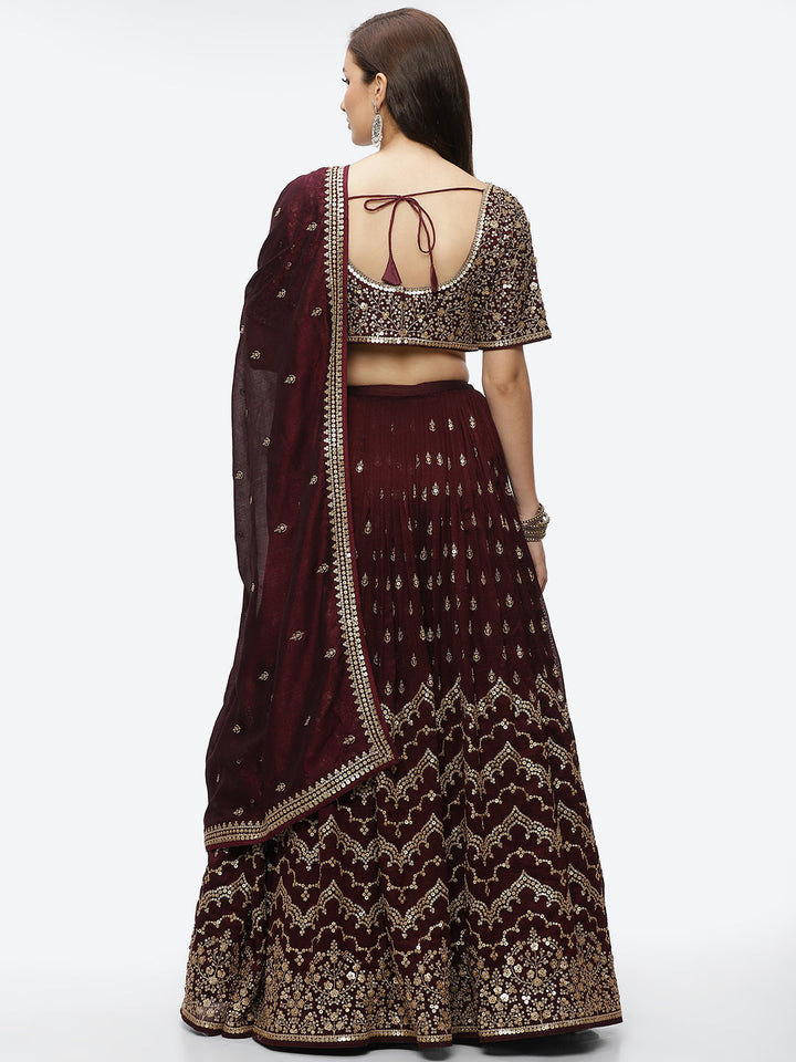 Sequin Work Art Handloom Choli With Lehenga &amp; Net Dupatta