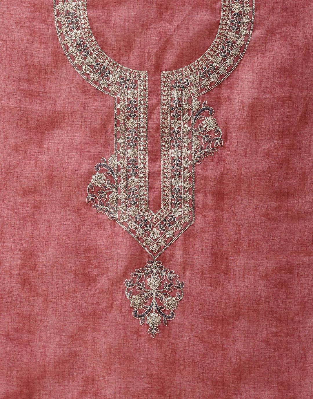 Chanderi Suit Piece With Embroidered Yoke