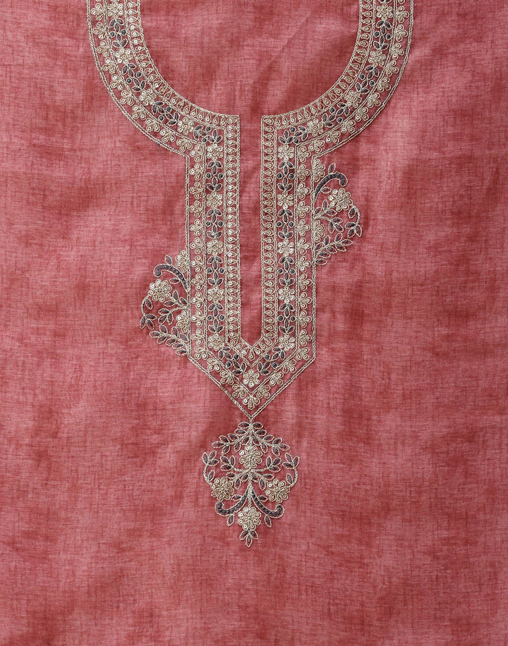 Chanderi Suit Piece With Embroidered Yoke