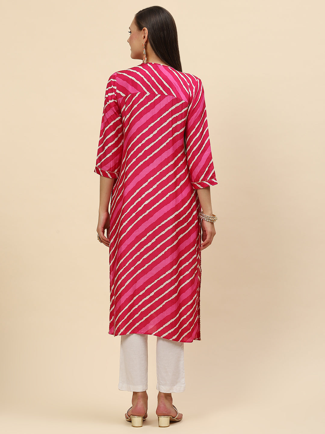 Neck Embroidered &amp; Printed Muslin Kurta
