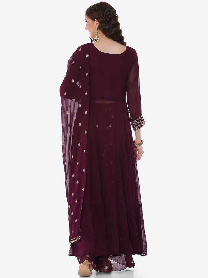 Sequin Georgette Kurta With Palazzo &amp; Dupatta