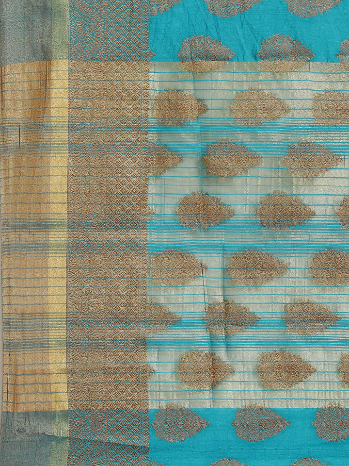 Zari Border Booti Art Handloom Woven Saree