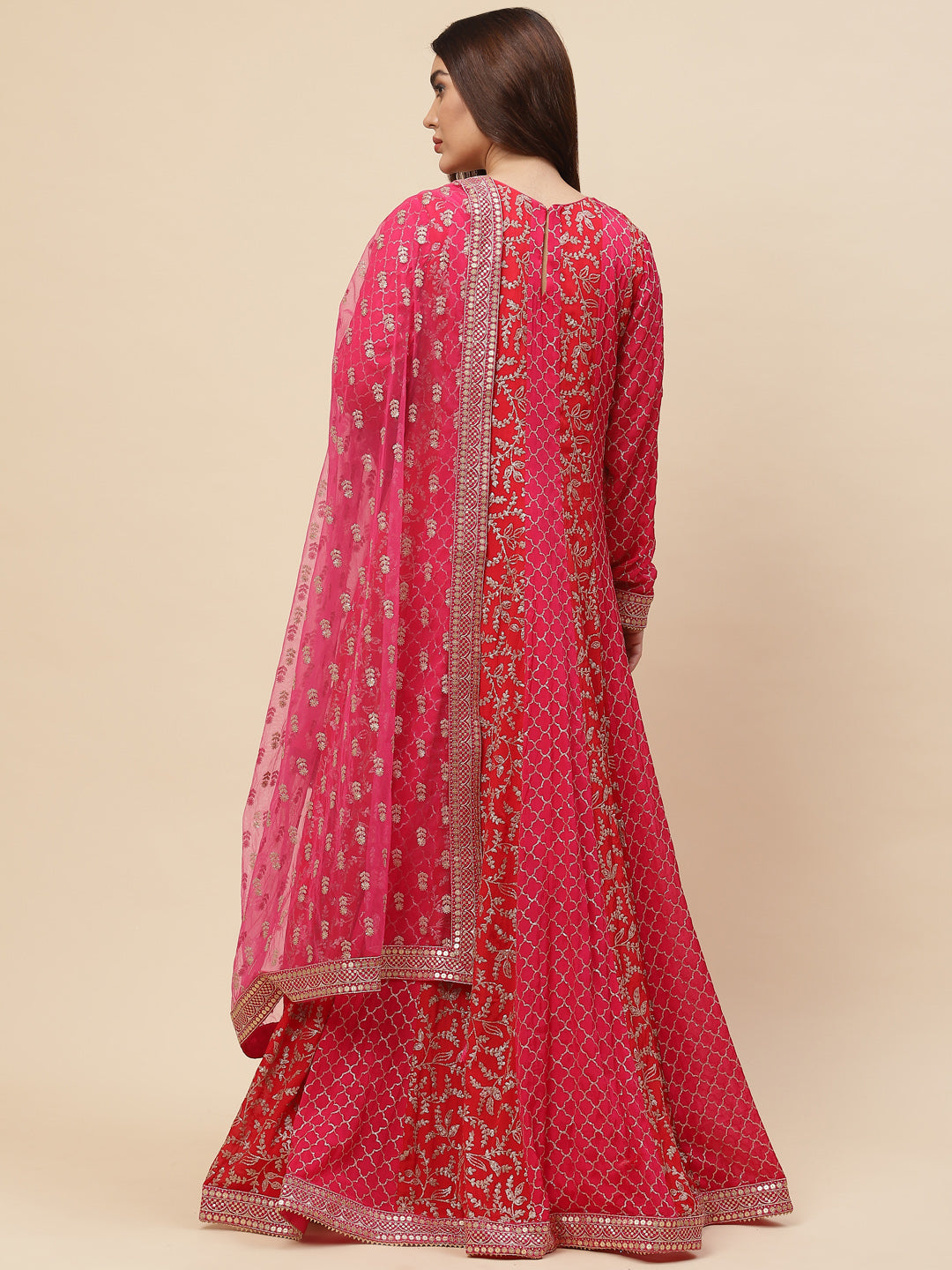 Zari Jaal Embroidered Crepe Kurta With Churidar &amp; Dupatta