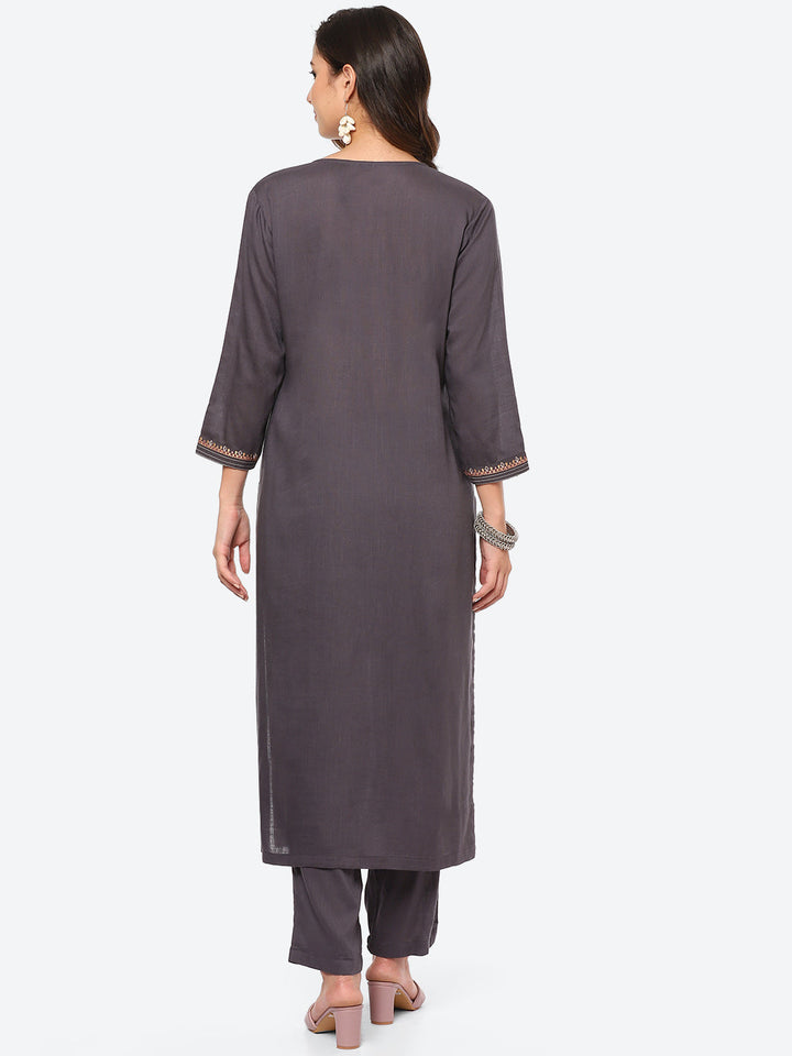 Resham Work Cotton Kurta With Pant