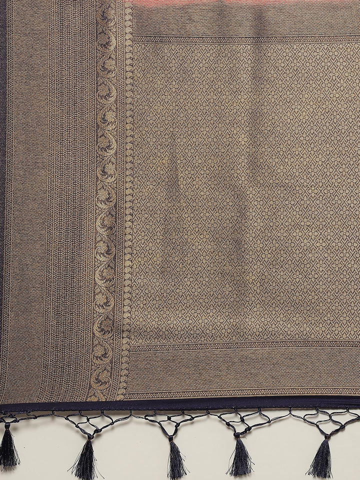 Brocade Zari Booti Art Handloom Woven Saree