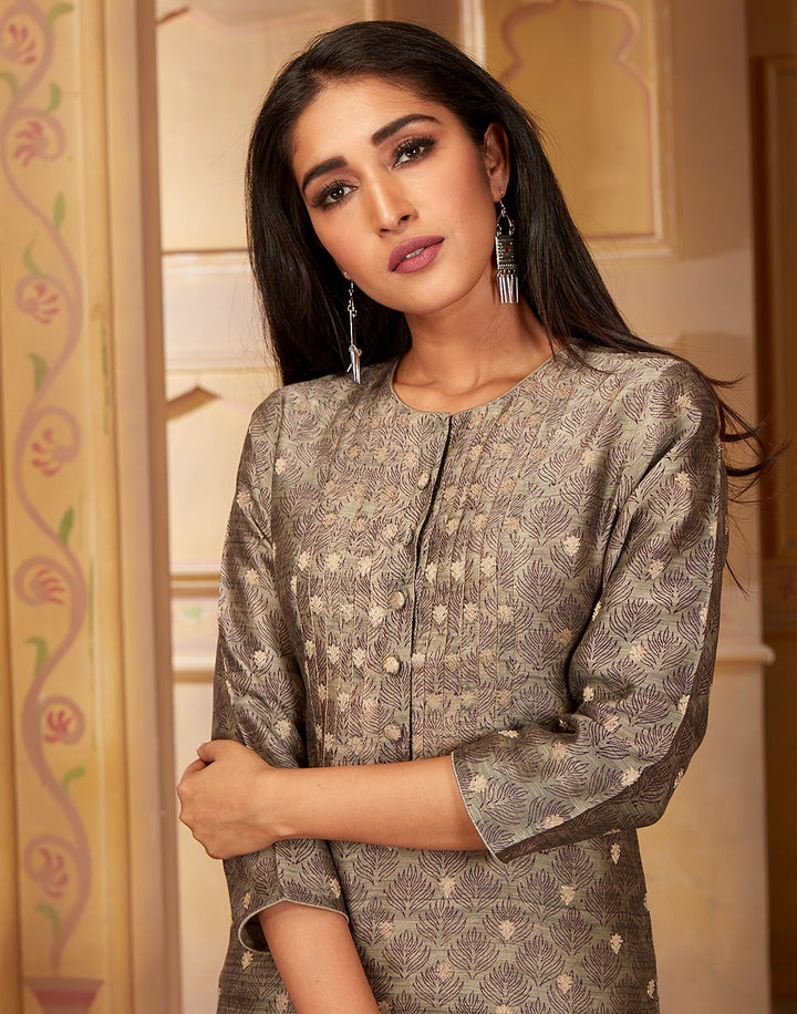 Straight Chanderi Kurta with Plazzo Pants