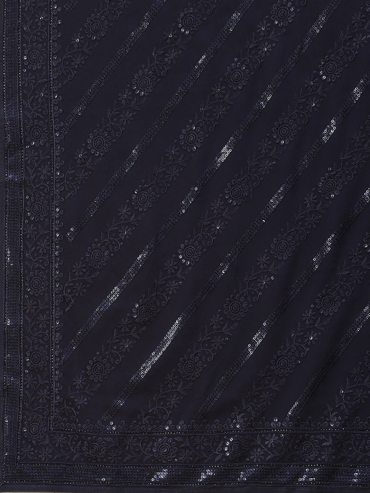 Sequin Embroidered Crepe Saree