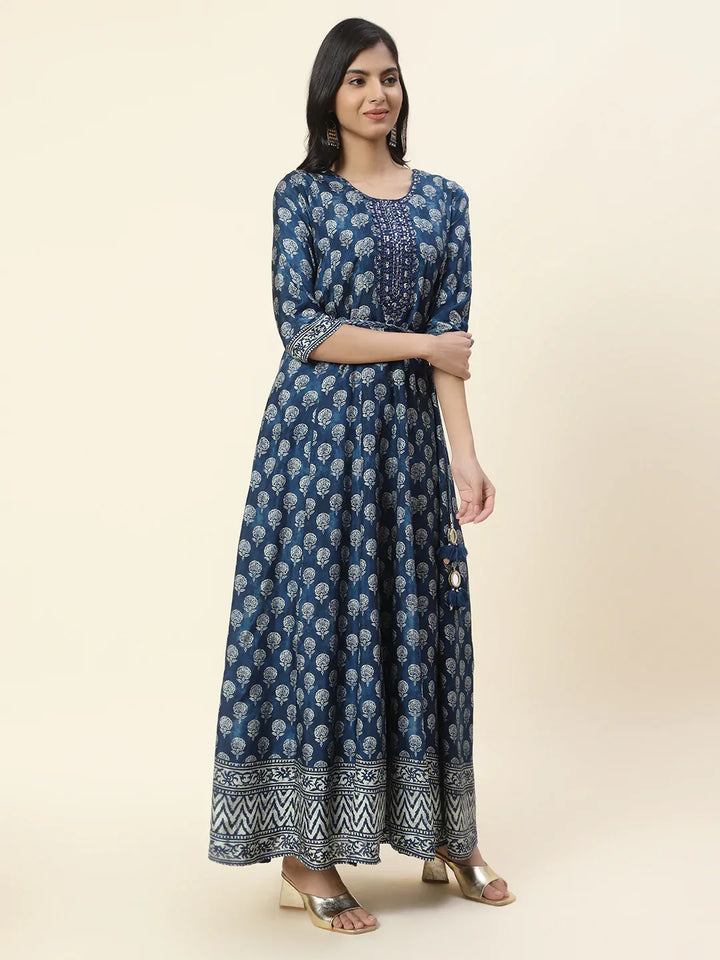 Floral Printed Handloom Anarkali Kirta