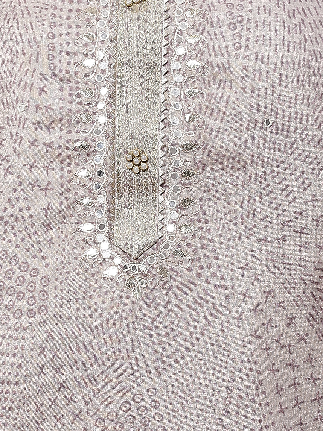 Neck Embroidered Art Tussar Unstitched Suit Piece With Dupatta