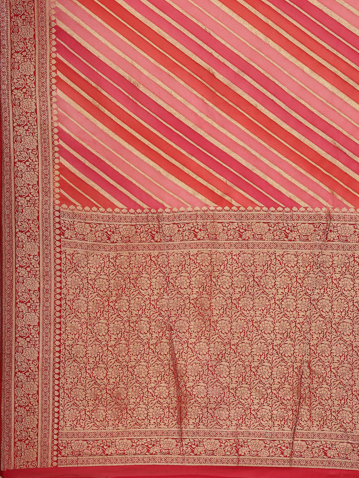 Stripes Zari Jaal Banarasi Plain Saree
