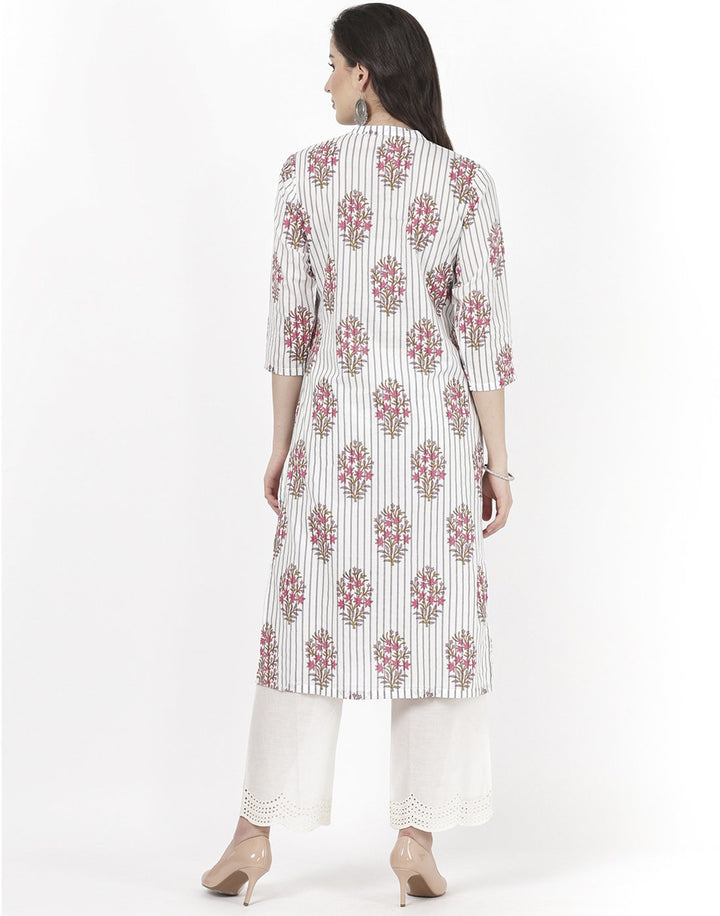 MBZ Meena Bazaar-Cream Cotton Kurti