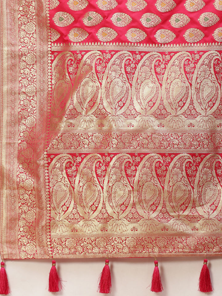 Zari Border Booti Handloom Woven Saree