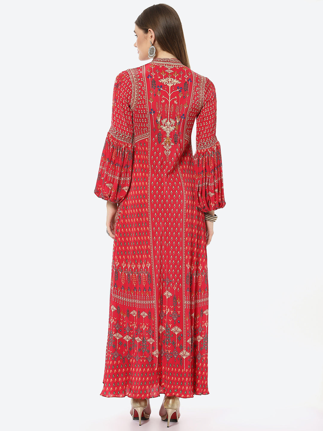 Digital Printed Crepe A-Line Gown Dress