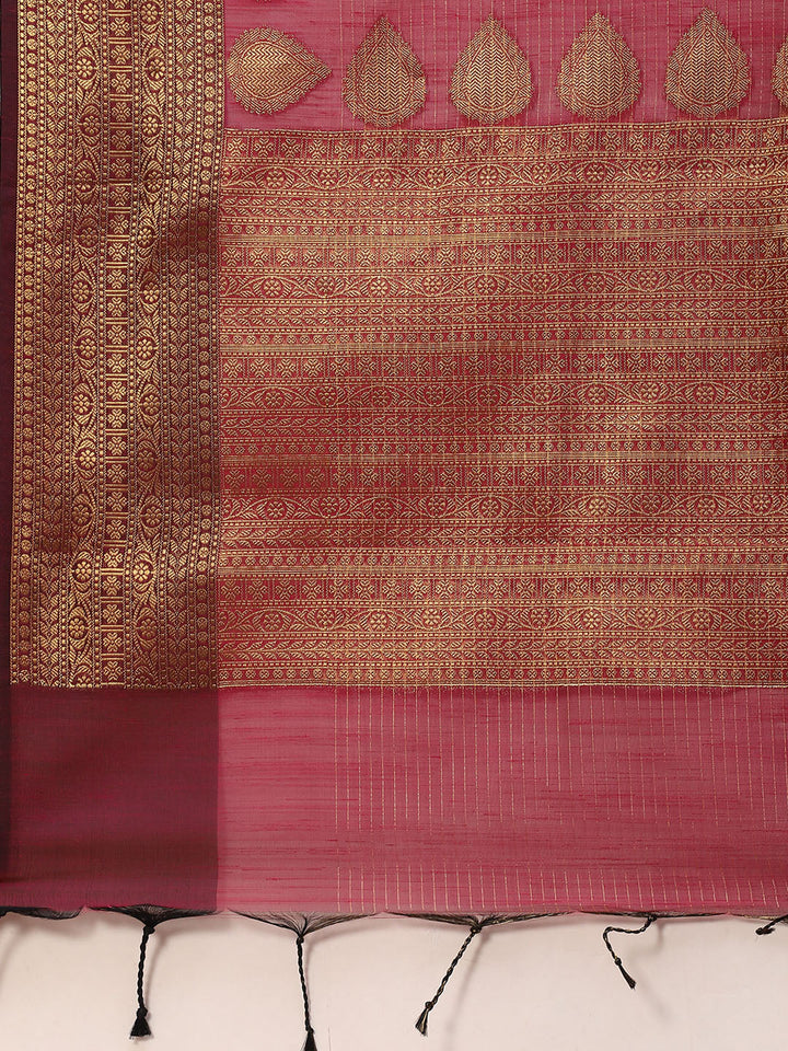 Stripes Zari Jaal Cotton Woven Saree