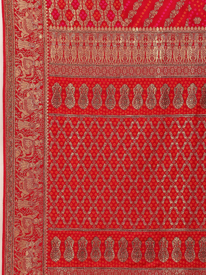 Bandhej Banarasi Woven Saree