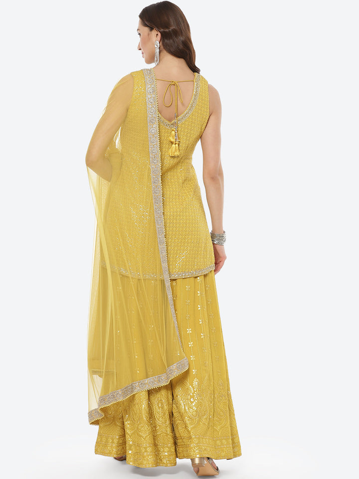 Resham Jaal Georgette Stitched Salwar Kameez With Net Dupatta
