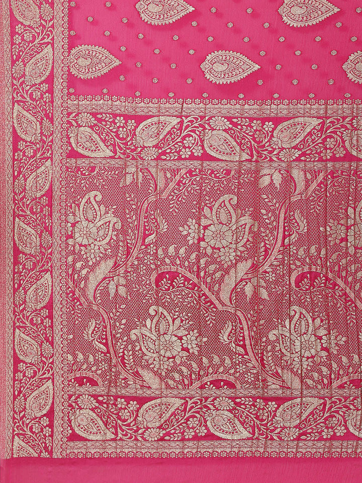 Zari Booti Crepe Plain Saree