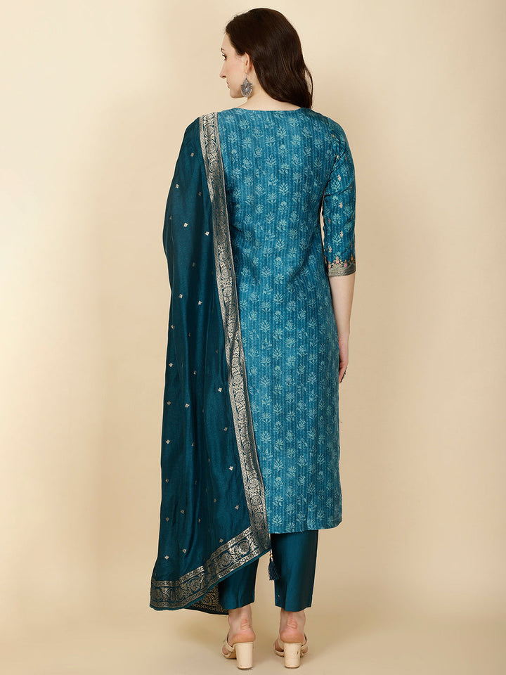 Printed Handloom Kurta With Pants &amp; Dupatta