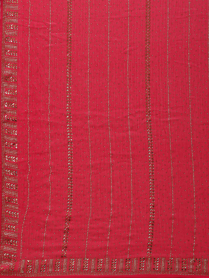 Stone Embroidered Chiffon Saree