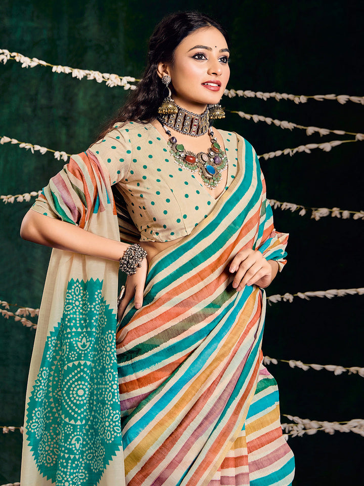 Check Printed Chanderi Saree