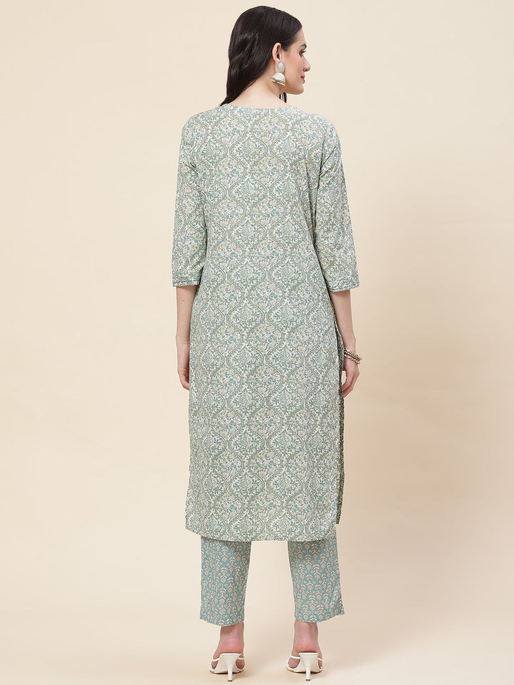 Printed Cotton Kurta With Pants