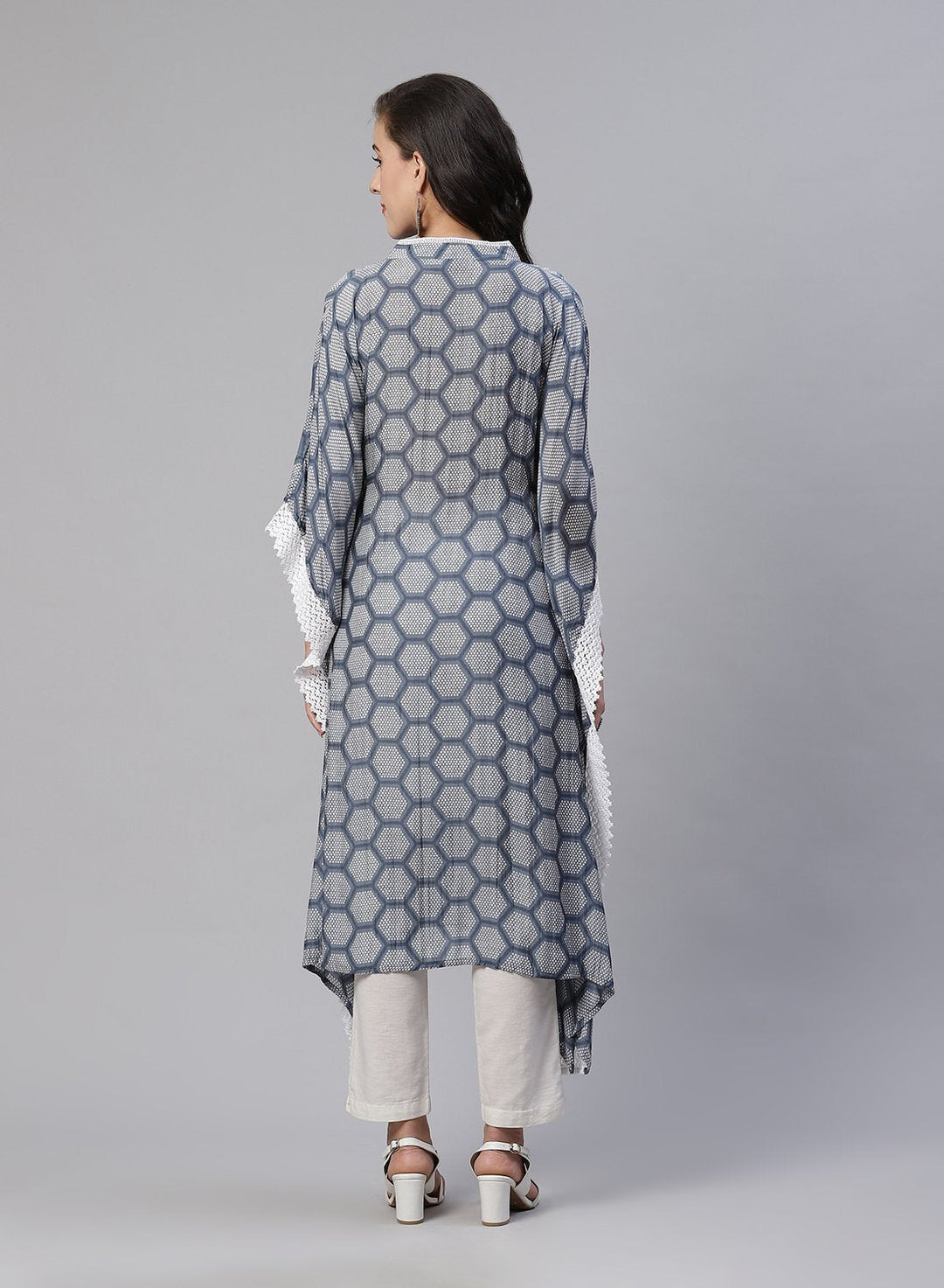 Grey Printed Cotton Kaftan