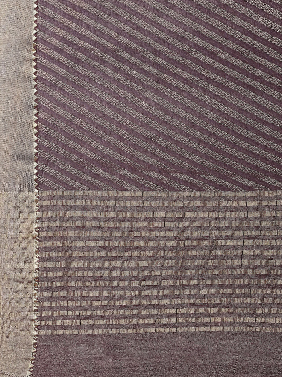 Striped Brocade Georgette Plain Saree
