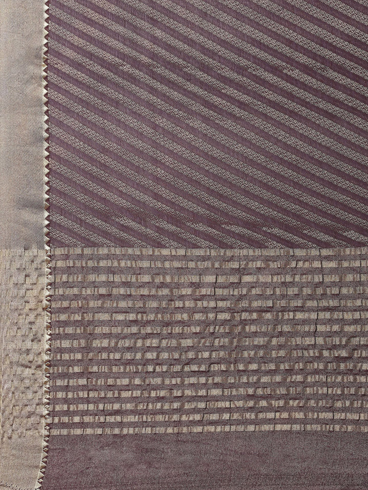 Striped Brocade Georgette Plain Saree