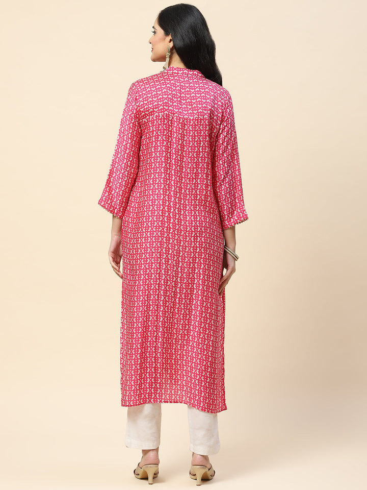 Printed With Yoke Embroidered Muslin Kurta