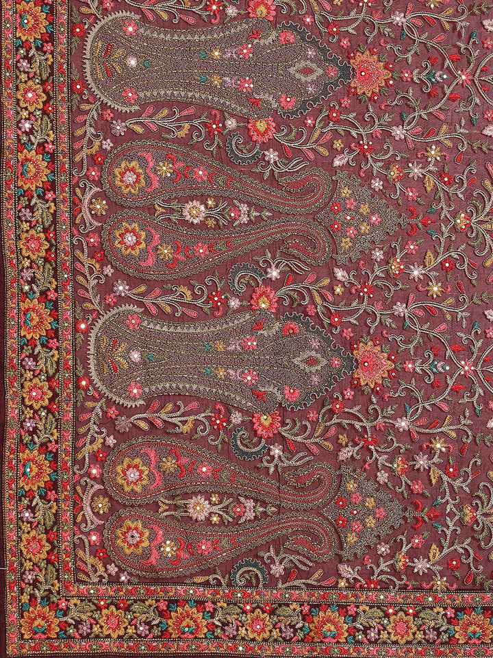 Resham Jaal Crepe Embroidered Saree