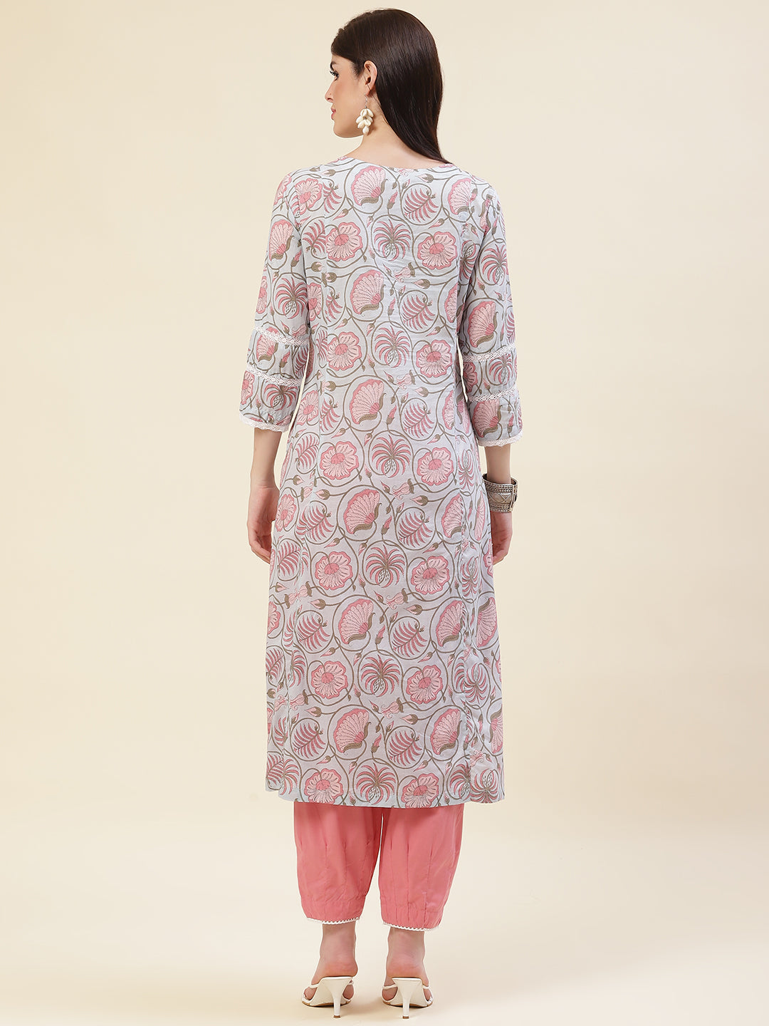 Floral Printed Cotton Kurta With Pants