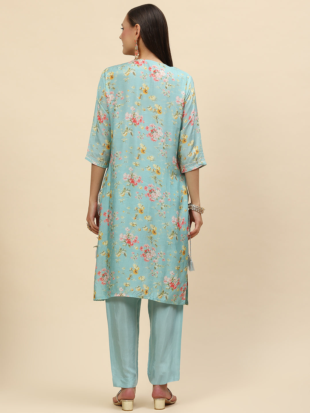 Floral Printed Muslin Kurta With Pants