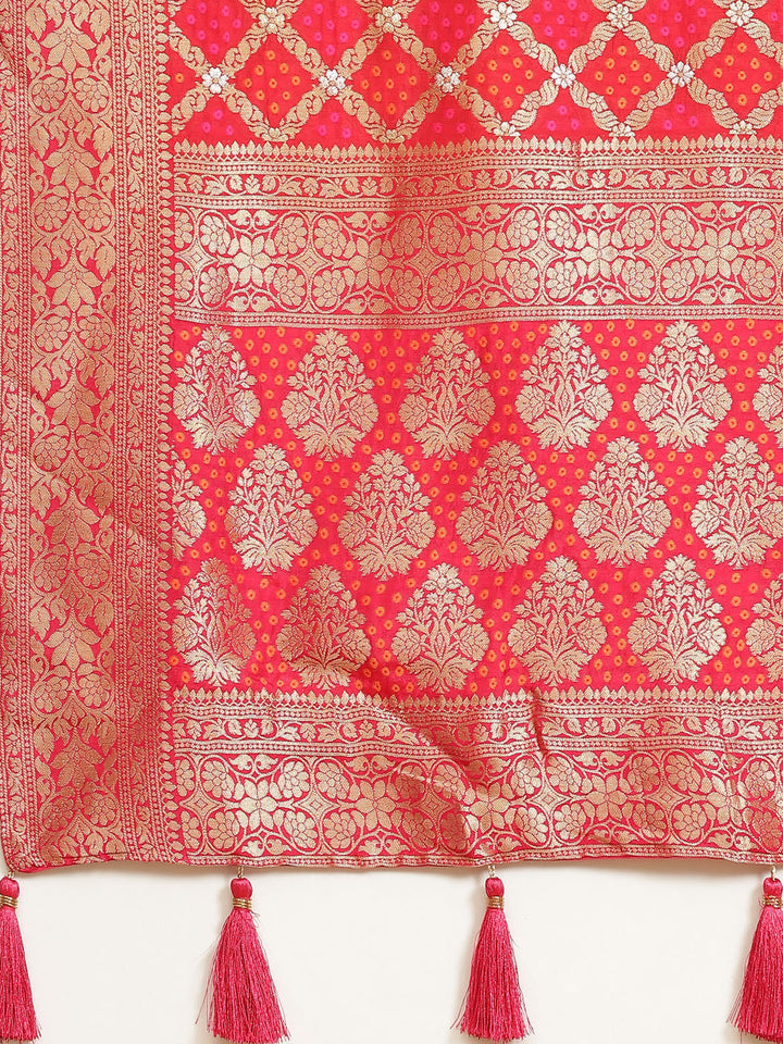 Banarasi Art rani red Handloom