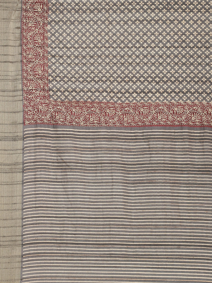Printed Tussar Saree