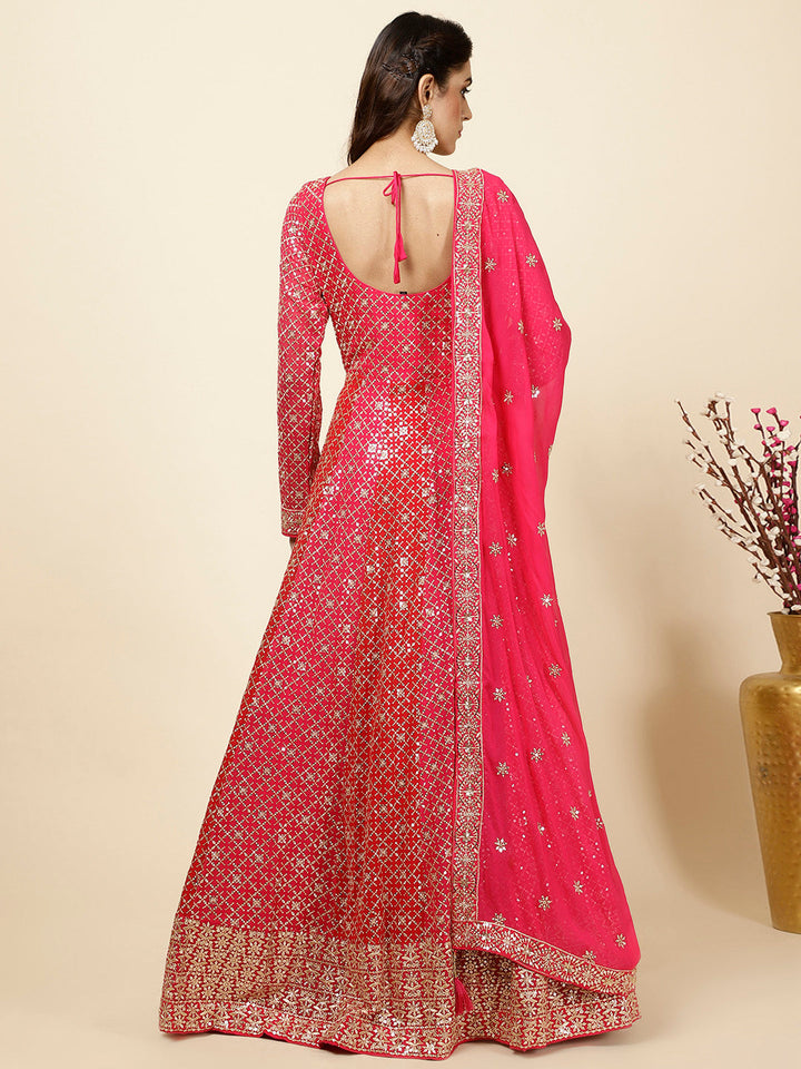 Zari Jaal Embroidered Georgette Kurta With Churidar &amp; Dupatta