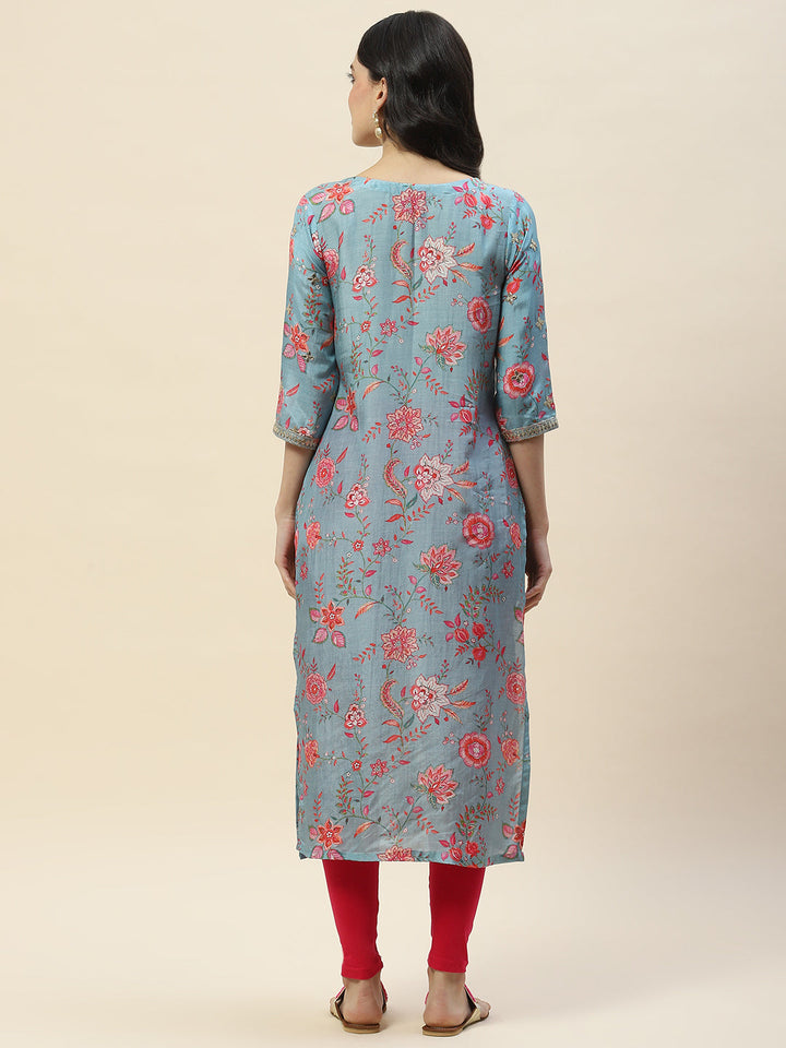 Gota Work Printed Muslin Kurta