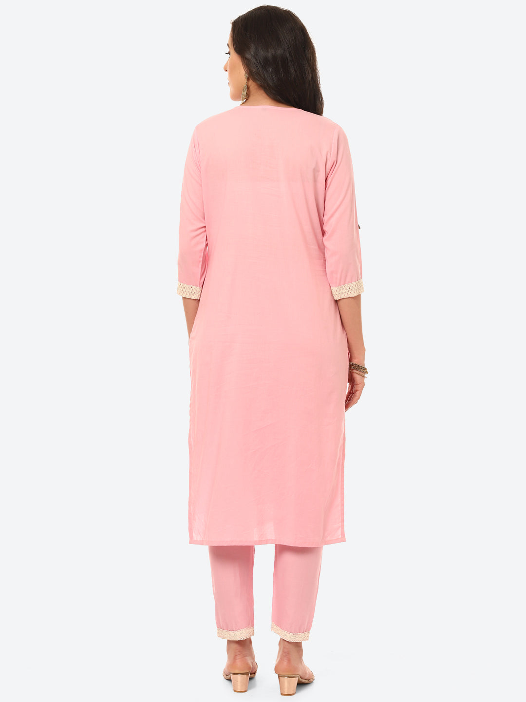 Cut Work Cotton Kurta With Pant