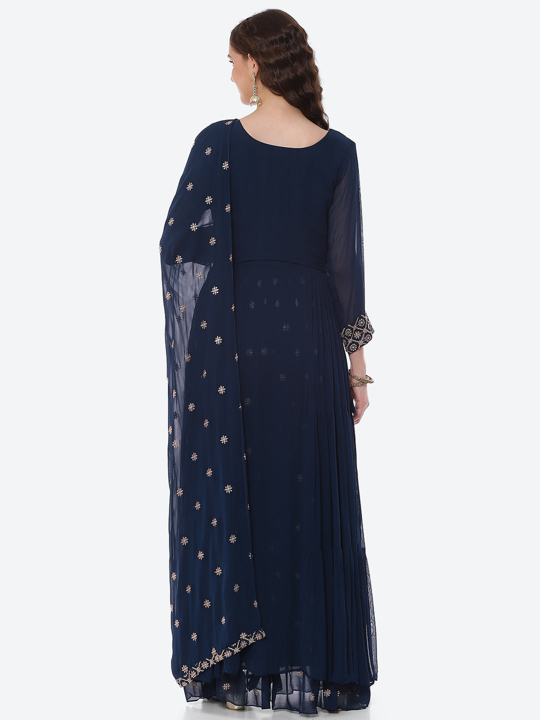 Sequin Georgette Kurta With Palazzo &amp; Dupatta