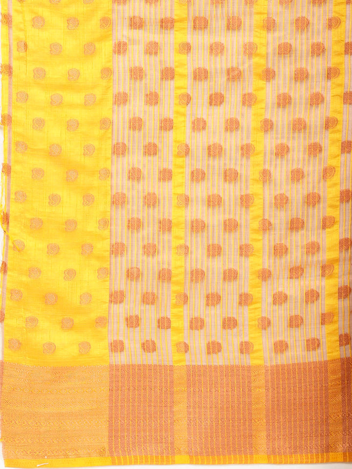 Zari Border Booti Woven Handloom Saree