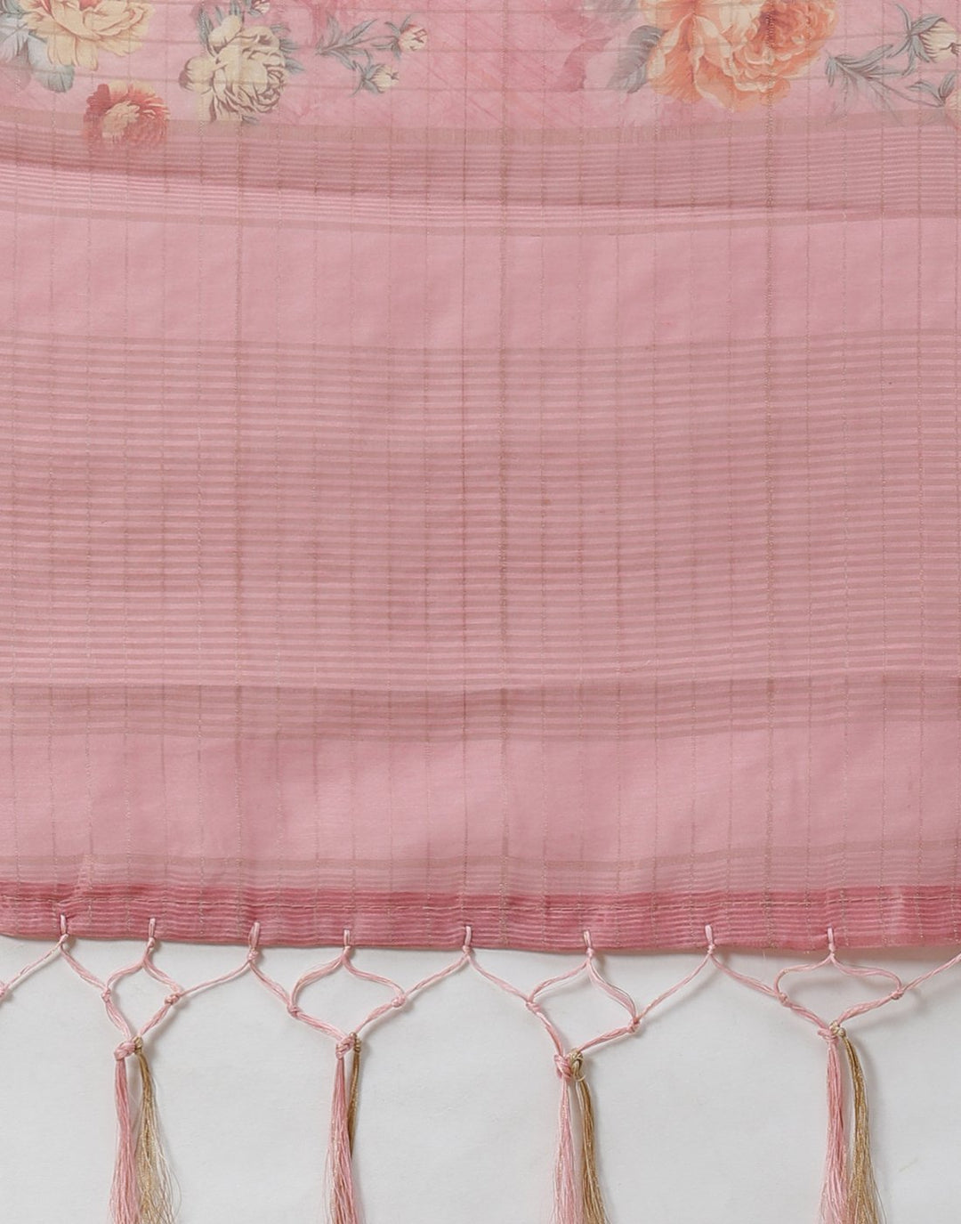 Floral Print Cotton Linen Saree