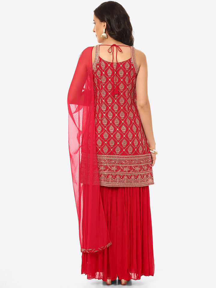 Resham Jaal  Georgette Kurti With Garara With Net Dupatta