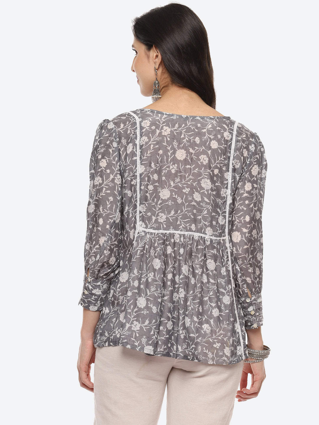 Floral Printed Muslin Kurti